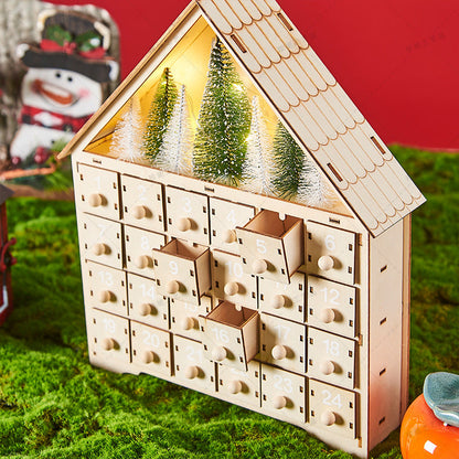 Houten kerst adventskalender met ledverlichting