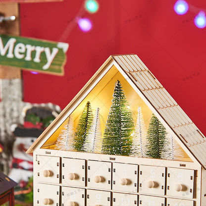 Houten kerst adventskalender met ledverlichting