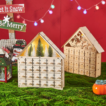 Houten kerst adventskalender met ledverlichting