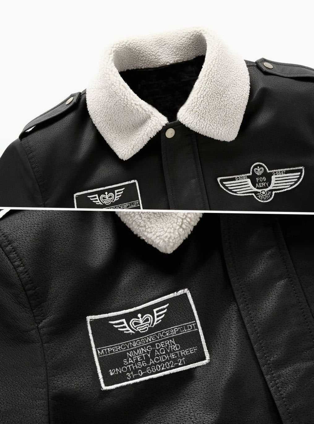 Imitatieleren pilotenbomberjack met sherpakraag voor heren