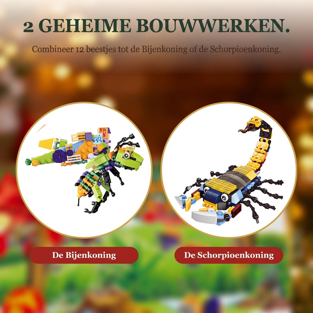 Insecten Adventskalender voor Kinderen, 24 Bouwsels + 2 Geheime Bouwwerken