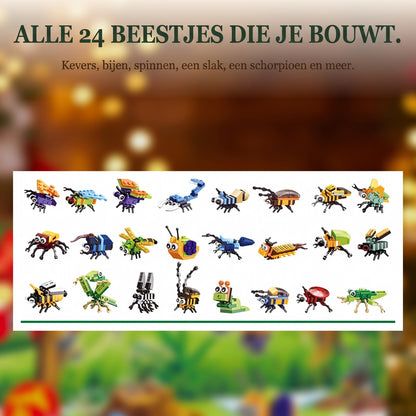 Insecten Adventskalender voor Kinderen, 24 Bouwsels + 2 Geheime Bouwwerken