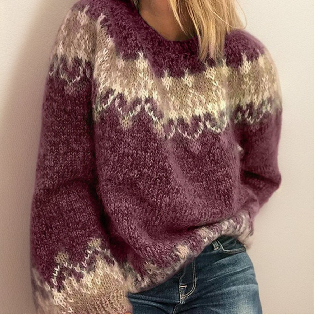 Jacquardgebreide Fair Isle-damestrui