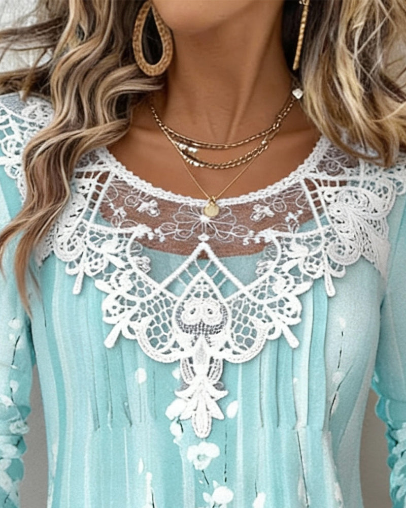 Image of Jasmijn | Dames Lange Mouw Bloemkanten Blouse