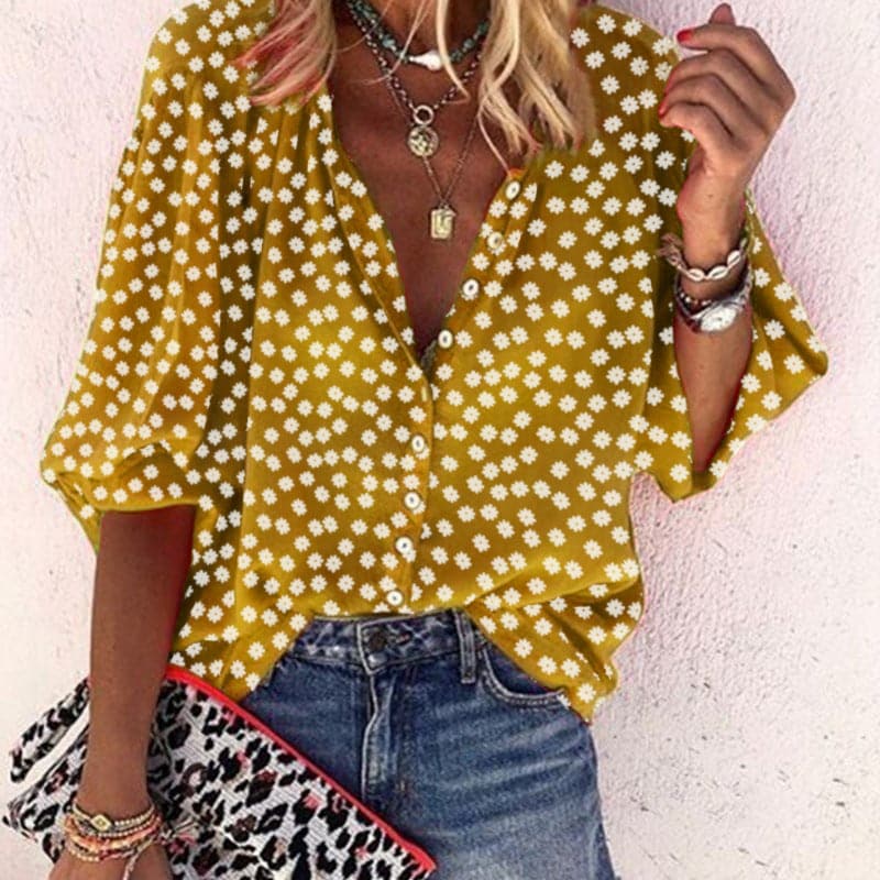 Image of Jennifer | Dames Bloemenblouse met Knoopsluiting