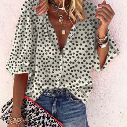Image of Jennifer | Dames Bloemenblouse met Knoopsluiting