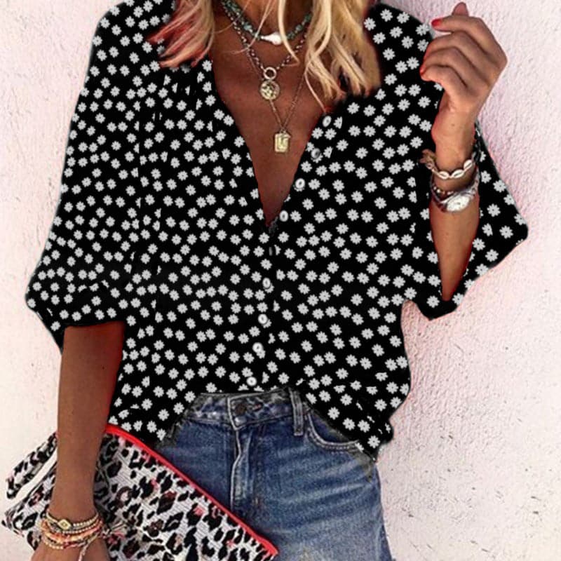 Image of Jennifer | Dames Bloemenblouse met Knoopsluiting