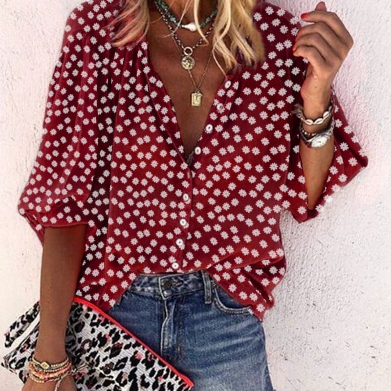 Image of Jennifer | Dames Bloemenblouse met Knoopsluiting
