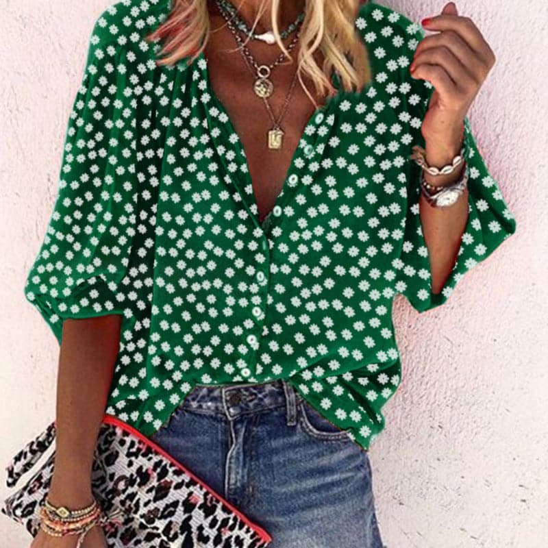 Image of Jennifer | Dames Bloemenblouse met Knoopsluiting