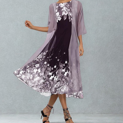 Image of Jessica | Dames A-lijn Midi Jurk met Vest