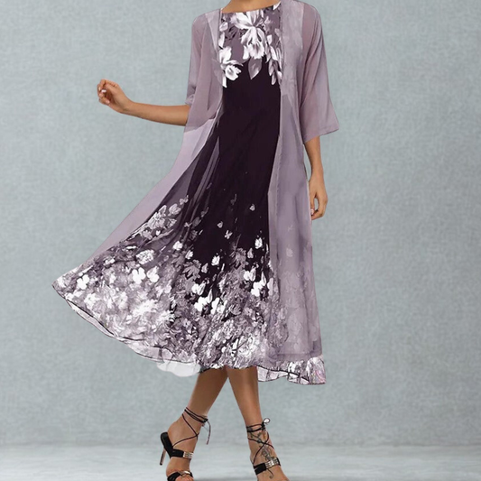 Image of Jessica | Dames A-lijn Midi Jurk met Vest
