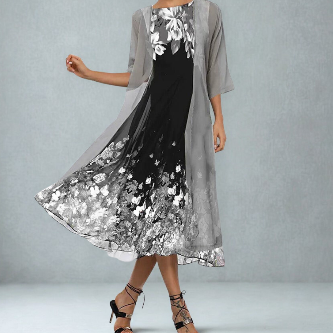 Image of Jessica | Dames A-lijn Midi Jurk met Vest