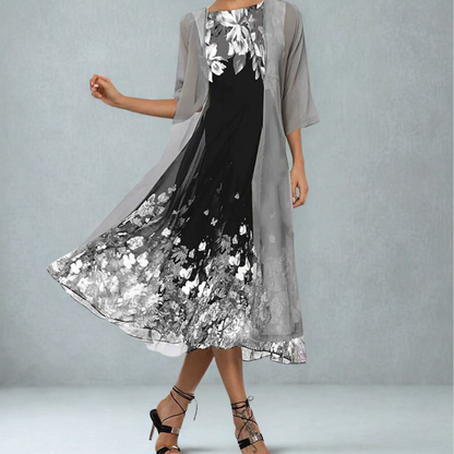 Image of Jessica | Dames A-lijn Midi Jurk met Vest