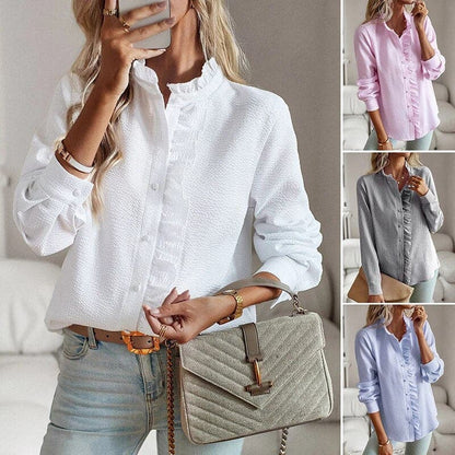 Image of Jill | Dames Blouse met Lange Mouwen en Ruches
