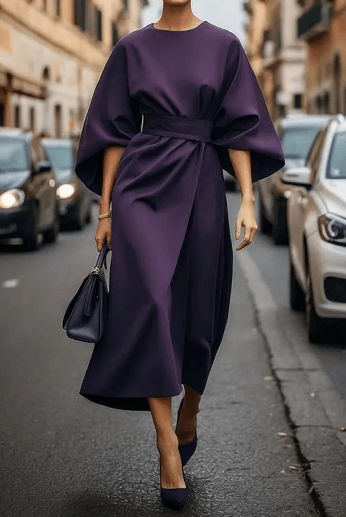 Image of Joan | Dames Riem Wikkel Midi Jurk