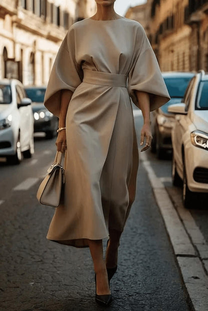 Image of Joan | Dames Riem Wikkel Midi Jurk