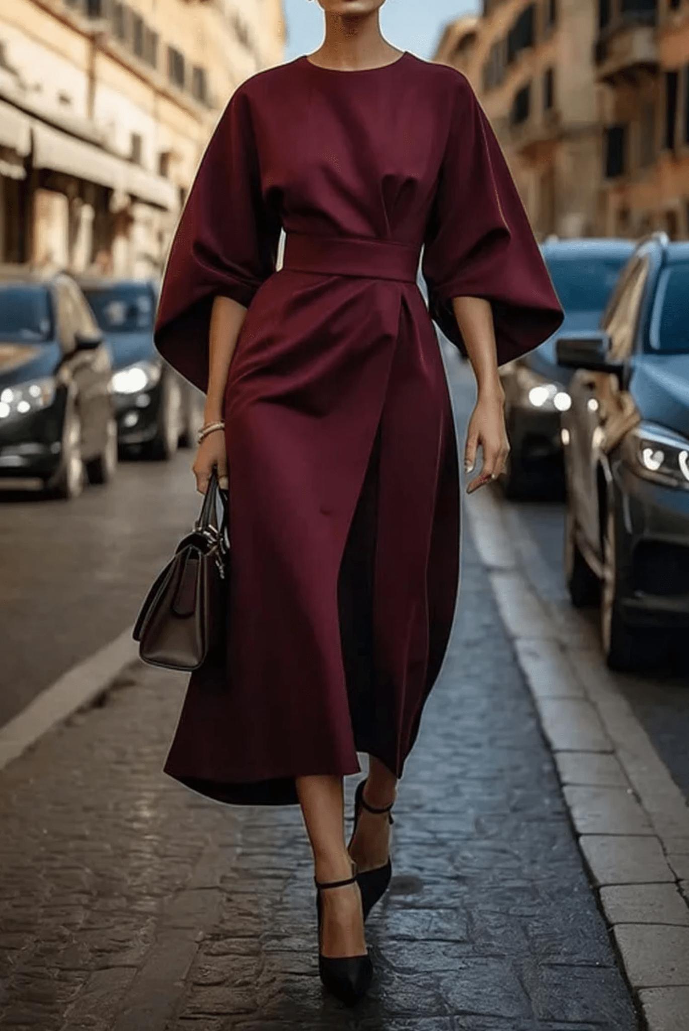 Image of Joan | Dames Riem Wikkel Midi Jurk