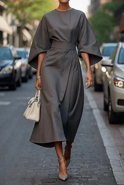Image of Joan | Dames Riem Wikkel Midi Jurk