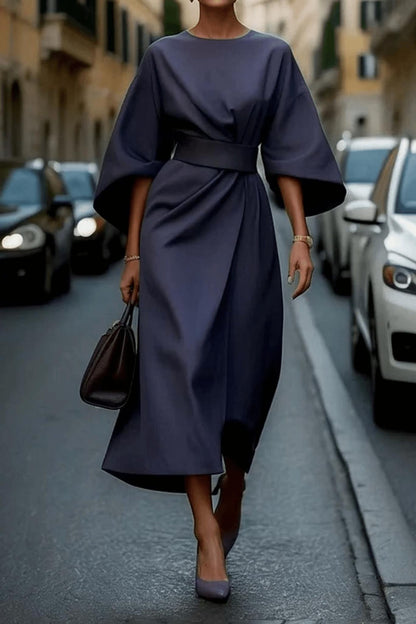 Image of Joan | Dames Riem Wikkel Midi Jurk