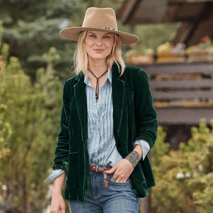 Image of Joan | Dames Single-Breasted Velvet Blazer