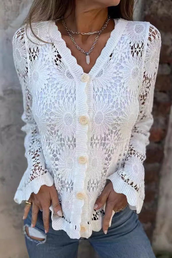 Image of Johanna | Dames Lichtgewicht Gehaakt Vest met Knoopsluiting