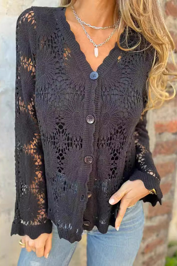 Image of Johanna | Dames Lichtgewicht Gehaakt Vest met Knoopsluiting