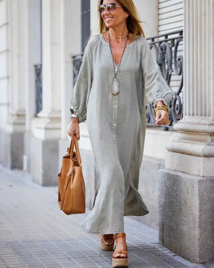 Image of Joyce | Dames Maxi-jurk met Knopen