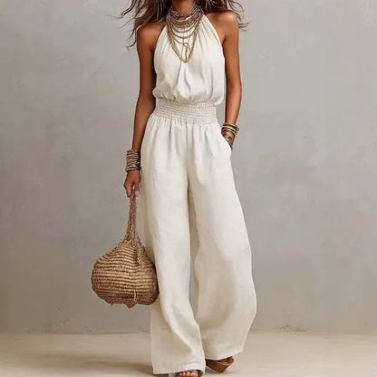 Jumpsuit met halternek en wijde pijpen voor dames