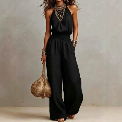 Jumpsuit met halternek en wijde pijpen voor dames