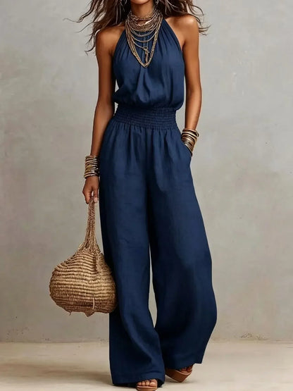 Jumpsuit met halternek en wijde pijpen voor dames