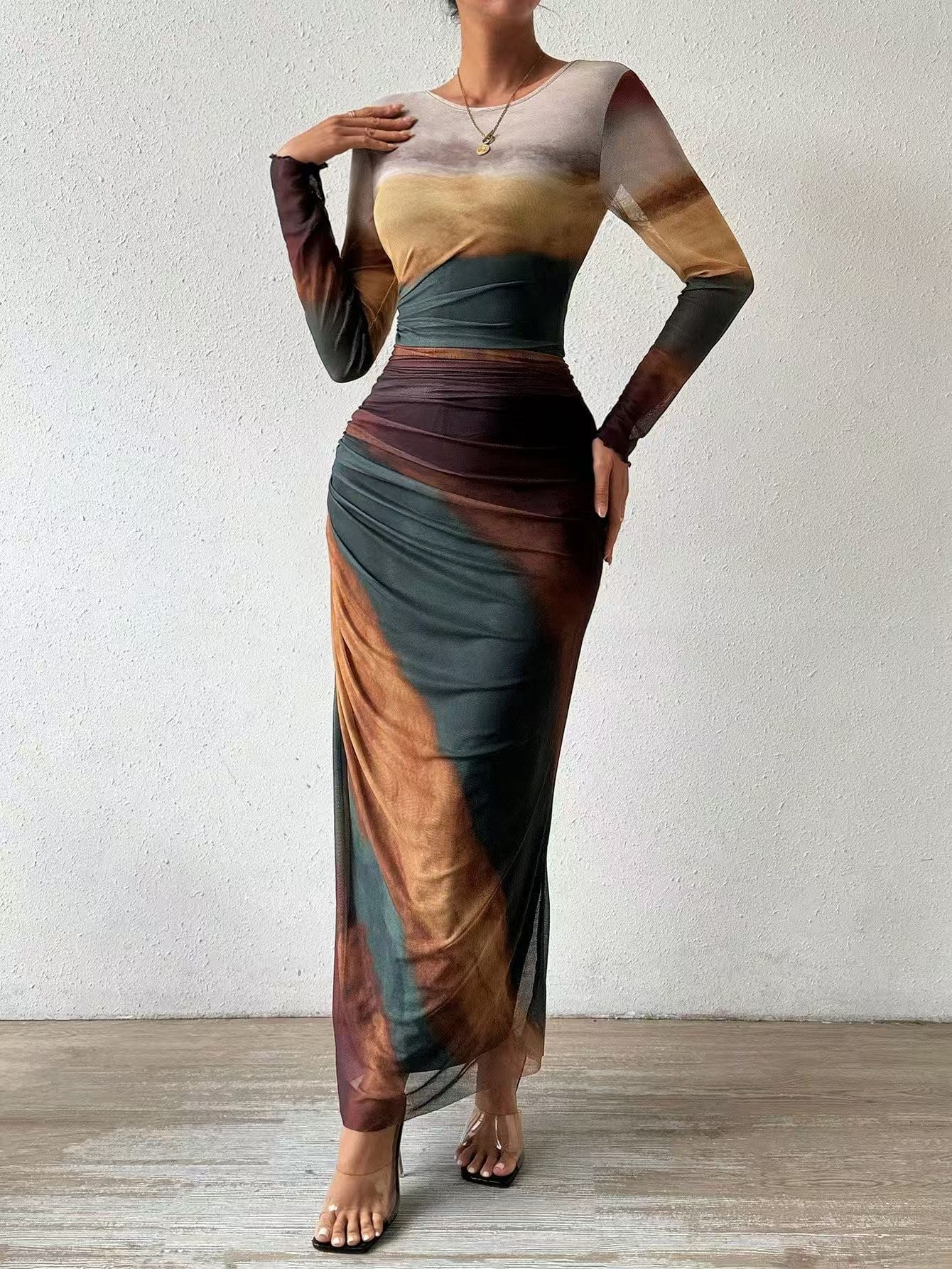 Image of Kathryn | Dames Lange Mouw Bodycon Maxi Jurk
