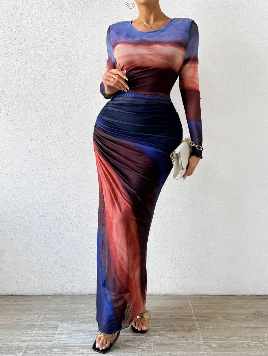 Image of Kathryn | Dames Lange Mouw Bodycon Maxi Jurk