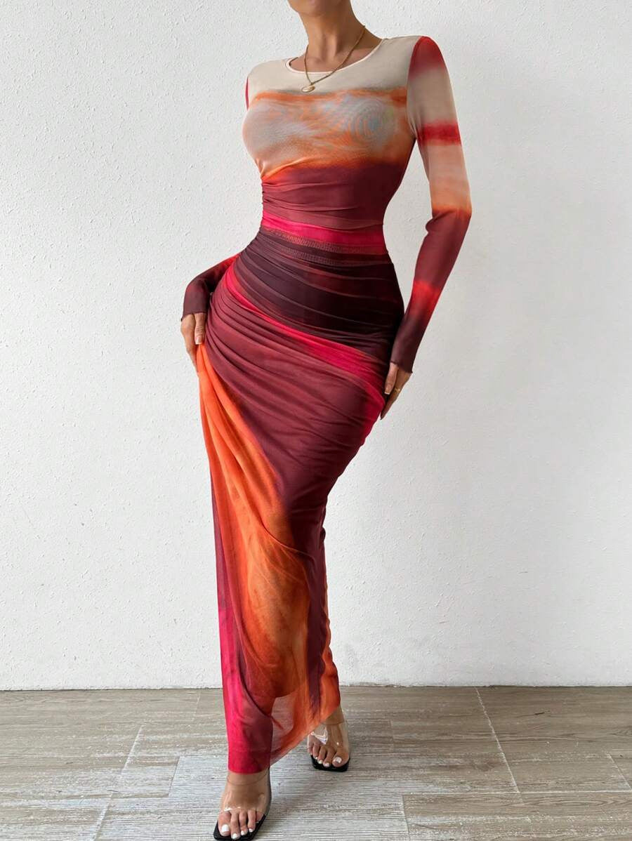 Image of Kathryn | Dames Lange Mouw Bodycon Maxi Jurk