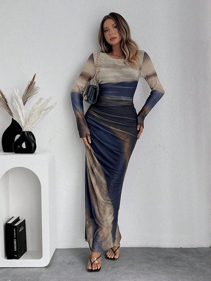 Image of Kathryn | Dames Lange Mouw Bodycon Maxi Jurk
