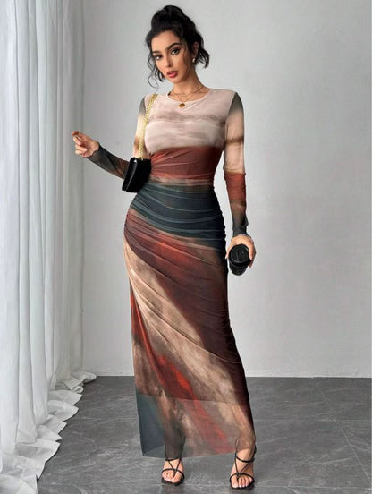 Image of Kathryn | Dames Lange Mouw Bodycon Maxi Jurk