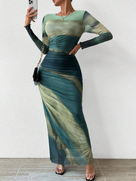 Image of Kathryn | Dames Lange Mouw Bodycon Maxi Jurk
