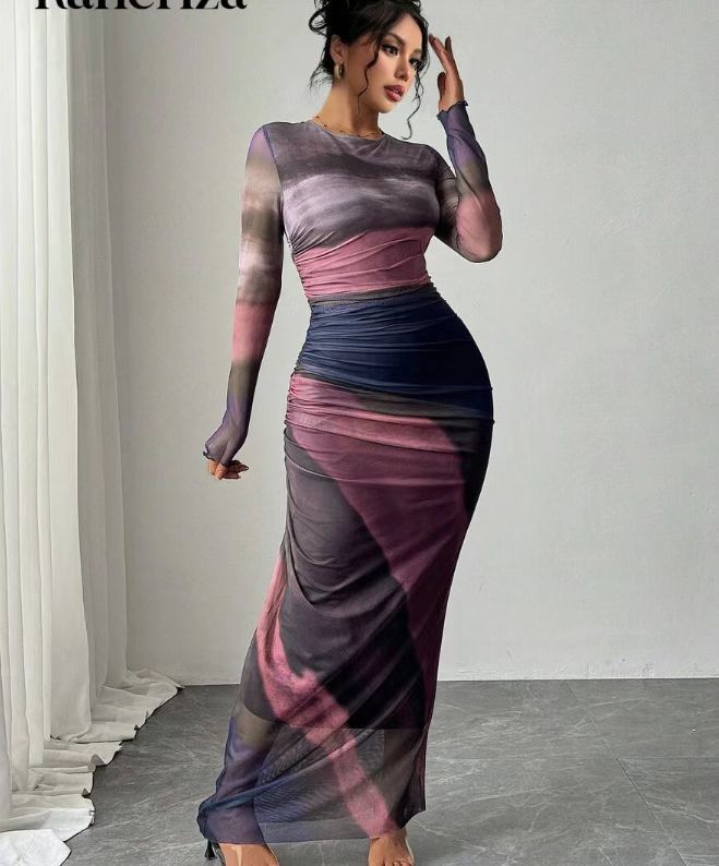 Image of Kathryn | Dames Lange Mouw Bodycon Maxi Jurk