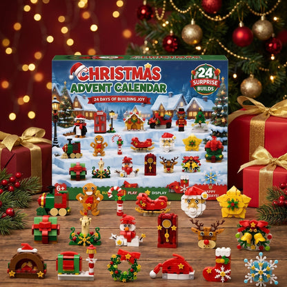 Kerst Koelkastmagneten Adventskalender, 24 Bouwsels van Bouwsteentjes
