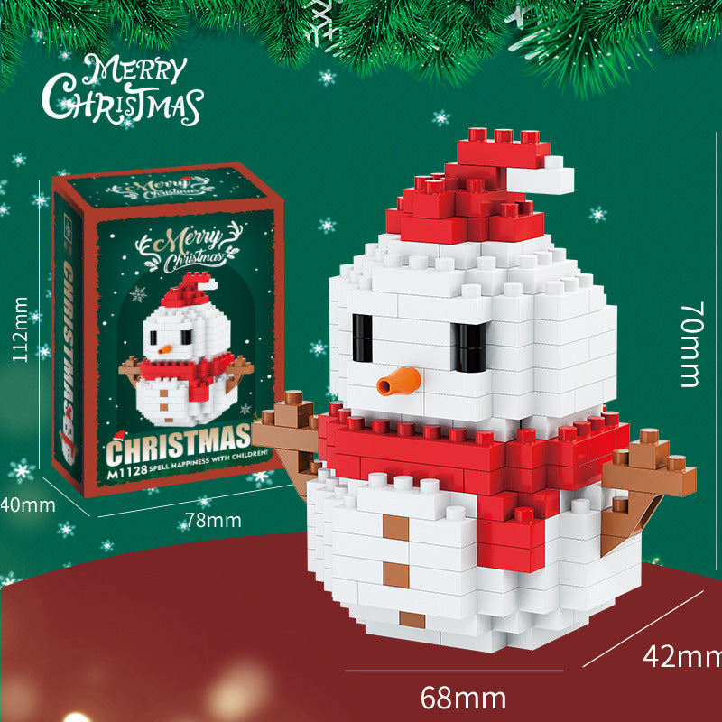 Kerst mini-bouwsteenfiguren – Cadeauset met kerstman, sneeuwpop, rendier & kerstboom