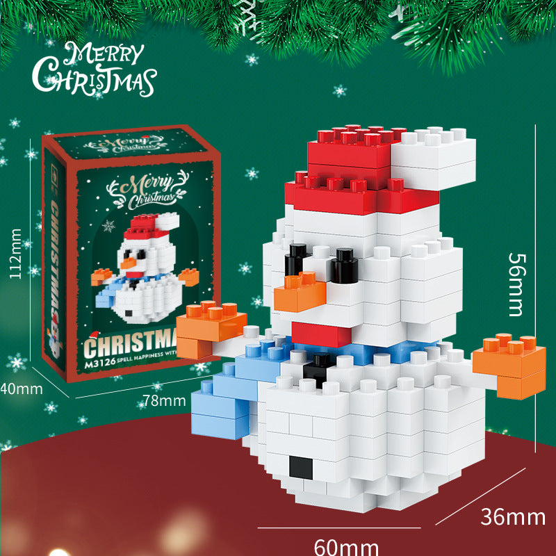 Kerst mini-bouwsteenfiguren – Cadeauset met kerstman, sneeuwpop, rendier & kerstboom
