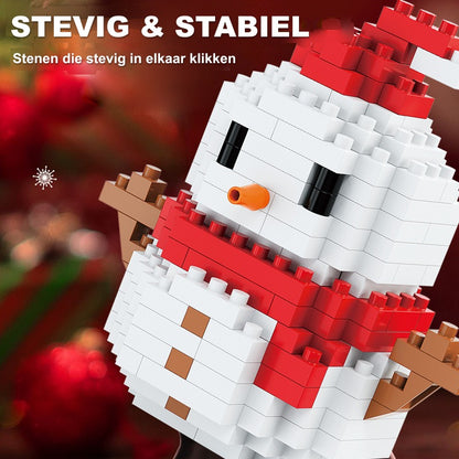 Kerst mini-bouwsteenfiguren – Cadeauset met kerstman, sneeuwpop, rendier & kerstboom