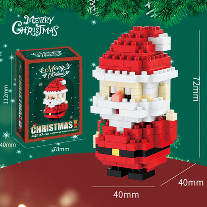 Kerst mini-bouwsteenfiguren – Cadeauset met kerstman, sneeuwpop, rendier & kerstboom