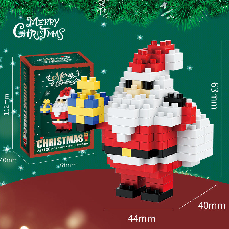 Kerst mini-bouwsteenfiguren – Cadeauset met kerstman, sneeuwpop, rendier & kerstboom