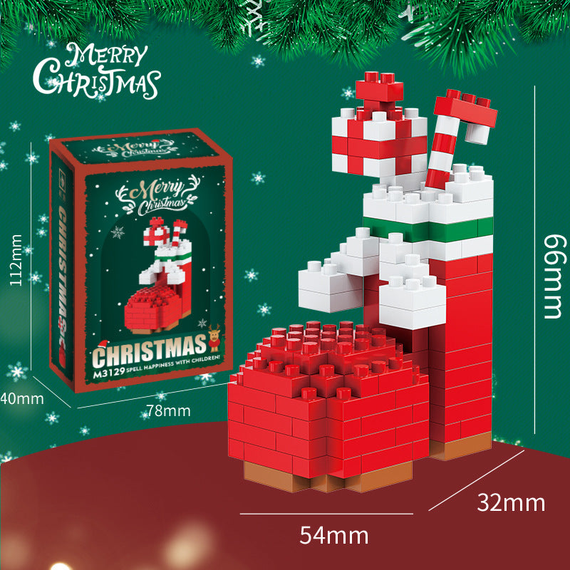Kerst mini-bouwsteenfiguren – Cadeauset met kerstman, sneeuwpop, rendier & kerstboom