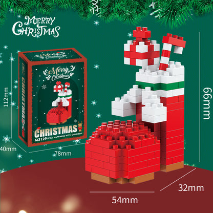 Kerst mini-bouwsteenfiguren – Cadeauset met kerstman, sneeuwpop, rendier & kerstboom