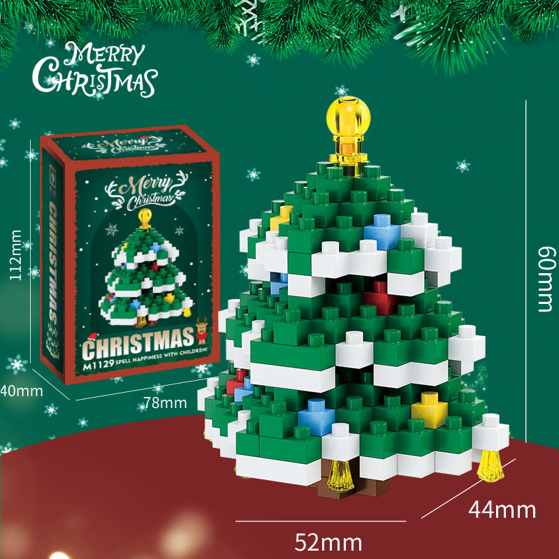 Kerst mini-bouwsteenfiguren – Cadeauset met kerstman, sneeuwpop, rendier & kerstboom