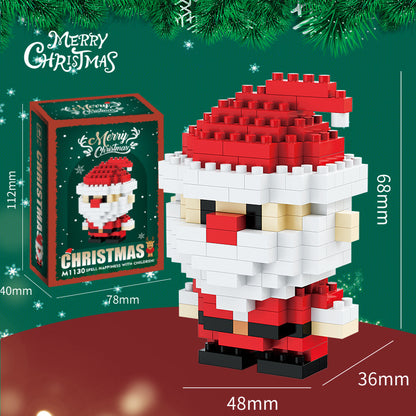 Kerst mini-bouwsteenfiguren – Cadeauset met kerstman, sneeuwpop, rendier & kerstboom