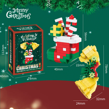 Kerst mini-bouwsteenfiguren – Cadeauset met kerstman, sneeuwpop, rendier & kerstboom