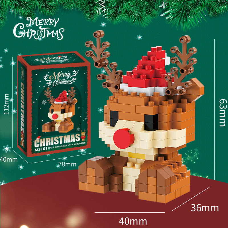 Kerst mini-bouwsteenfiguren – Cadeauset met kerstman, sneeuwpop, rendier & kerstboom