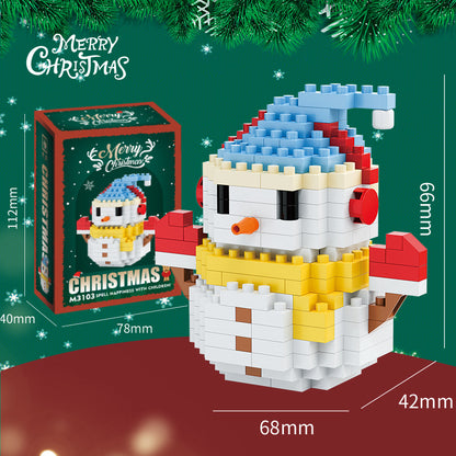 Kerst mini-bouwsteenfiguren – Cadeauset met kerstman, sneeuwpop, rendier & kerstboom